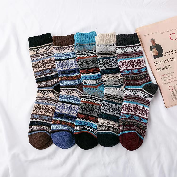 Mens Socks Vintage Ethnic-style Wool Socks For Winter